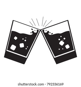 Silhouette of a pair of glasses with cold beer, Toast vector illustration