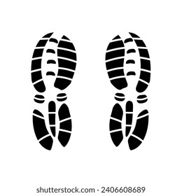 Silhouette of a pair of sneakers printed on a white background. Shoe footprint vector.