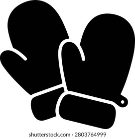 Silhouette pair of warm winter cozy mittens accessory icon vector design