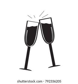 Silhouette of a pair of wine glasses, Toast vector illustration