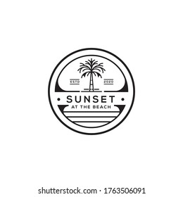 Silhouette Of Palm Beach Suitable For Hotel, Restaurant,lounge Or Summer Vacation Logo Design