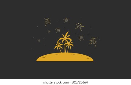 Silhouette of palm in hill landscape vector art