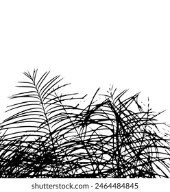 Silhouette palm leaves. hand drawing. Not AI, Vector illustration.