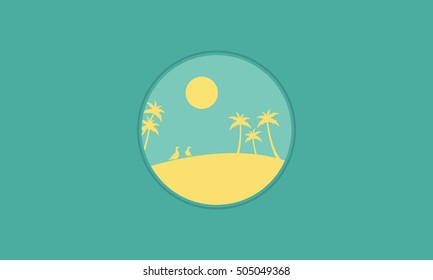 Silhouette of palm scenery vector flat illustration collection