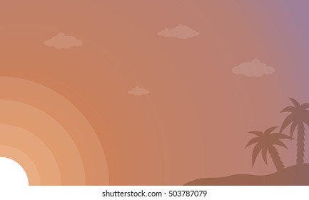 Silhouette of palm and sky landscape vector illustration