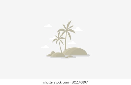 Silhouette of palm and sky scenery vector flat