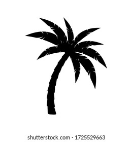 Silhouette of palm tree.  Black vector illustration.