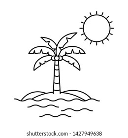 silhouette of palm tree with coconut on island