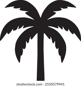 Silhouette Palm Tree Icon with Tropical White Background