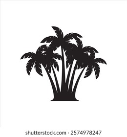 Silhouette palm Tree isolated Vector illustrations for Tropical Themes 