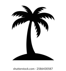 Silhouette of a palm tree on an island. palm tree, silhouette, island, tropical, vacation, summer, travel, beach
