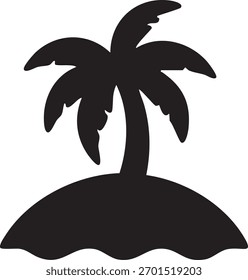 Silhouette of palm tree on small island tropical