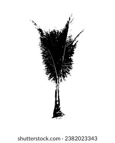 silhouette of  palm tree on white background vector art, black color