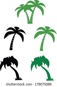 Silhouette Palm Tree. Set Vector Collection
