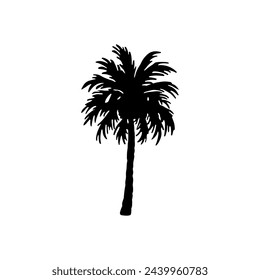 silueta de la vista lateral de la palmera 