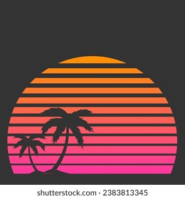 silhouette of palm tree with sunset background
