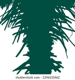 Silhouette of a palm tree trunk. Dry cuttings of palm leaves. Palm trees by the sea. Palm leaf Green silhouette on white. Vector illustration. Resort. Isolated background.