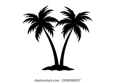 Un Arte vectorial de la palmera de la silueta en el fondo blanco