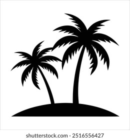 A silhouette palm tree vector art on white background. Tropical Palm Tree Silhouette for Beach and Summer Themes