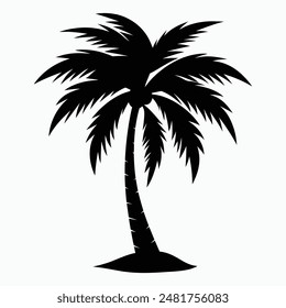 Silhouette palm tree vector illustration isolated on white background