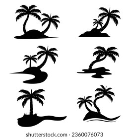 silhouette of palm tree vector set 01
