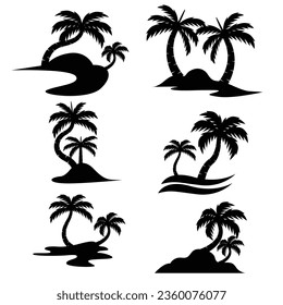 silhouette of palm tree vector set 03