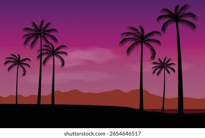 Fondo de las palmeras, con la montaña y el mar