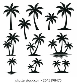 Silhouette Palm Trees Collection Exotic Tropical Vacation Paradise Getaway Nature Summertime Holidays Beach Vibes Relaxation and Island Life