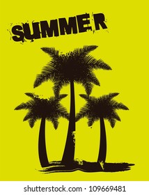 silhouette of palm trees  isolated on green background, vector illustration