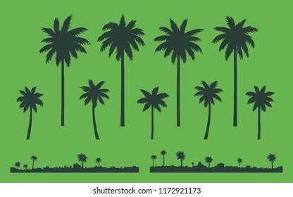 Silhouette palm trees on the background for designers. Vector graphics