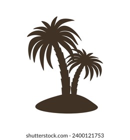 Silhouette of palm trees on the island