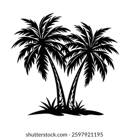 silhouette of palm trees, palm tree silhouettes.