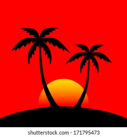 Silhouette of palms