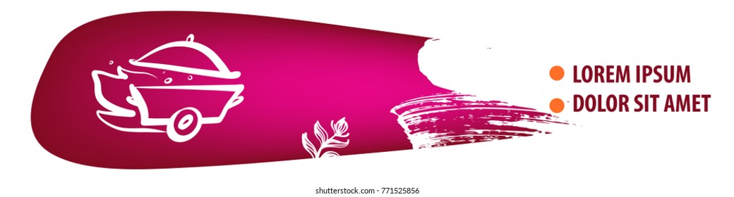 Silhouette of pan with cap. Sketch image fire, steam, wheel. Template banner