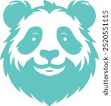 Silhouette Panda mascot logo in pure white background