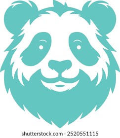 Logo de la mascota de Panda de la silueta en fondo blanco puro