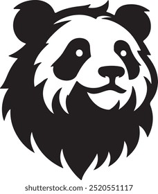 Logo de la mascota de Panda de la silueta en fondo blanco puro