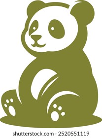 Logo de la mascota de Panda de la silueta en fondo blanco puro