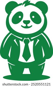 Logo de la mascota de Panda de la silueta en fondo blanco puro