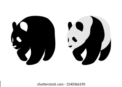 Silhouette Panda Vector. Isolated Panda in White Background