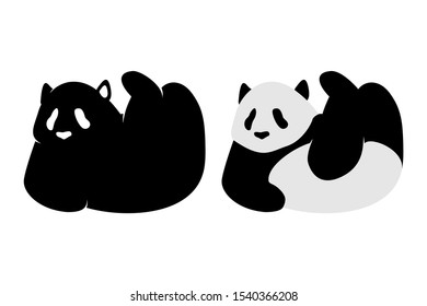 Silhouette Panda Vector. Isolated Panda in White Background