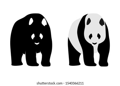 Silhouette Panda Vector. Isolated Panda in White Background