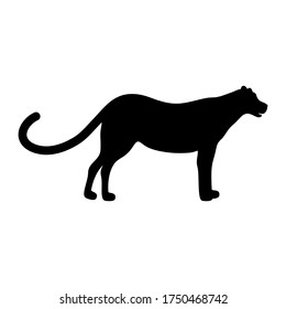 Silhouette of panther, lion, jaguar  puma, leopard and tiger. Wild animal logo vector illustration isolated on white.