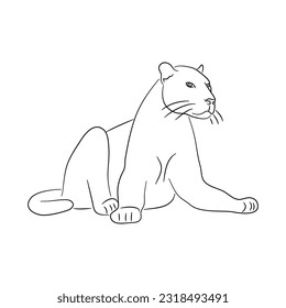 Silhouette of a Panther made in sketch style. Vector illustration.
