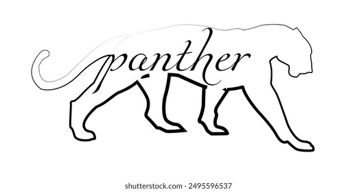 silhouette of a panther one line vector on a white background