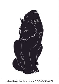 silhouette of a panther that sits, vector, white background