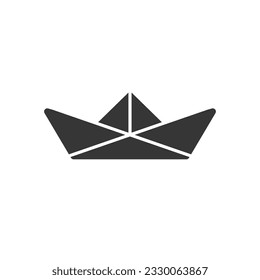 Silhouette of paper boat icon flat vector