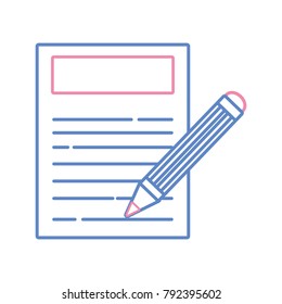 silhouette paper document with pencil tool design