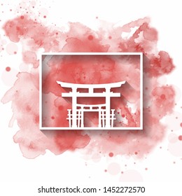 Silhouette Paper of Japan on the splash watercolor in color of Global Flag. Vector design template. use for business, banner, advertisment or education.