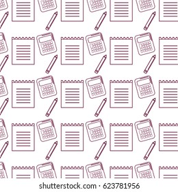 silhouette paper notebook with pencil and calculator tools background
